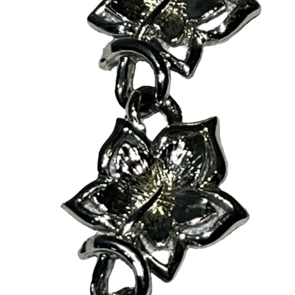 Vintage Coro Silver Tone Art Deco Maple Leaf Bracelet - Picture 5 of 8